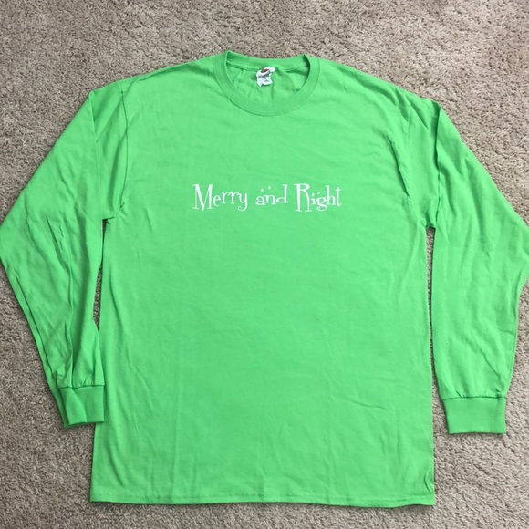 NWOT Lime Green “Merry & Right” Christmas T-shirt - Picture 2 of 2